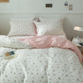 Pink Floral Duvet Cover Set for Twin Size Bedding Aesthetic