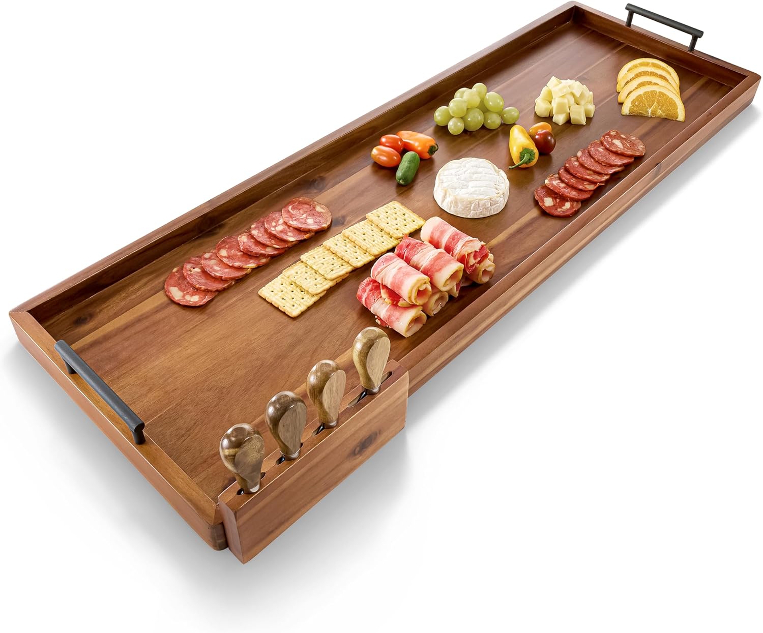 Acacia 36 Inch Large Charcuterie Board with Cheese Knife Set