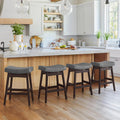 Bar Stools Set of 4 Dark Gray Leather Saddle Seats - 24 in Counter
