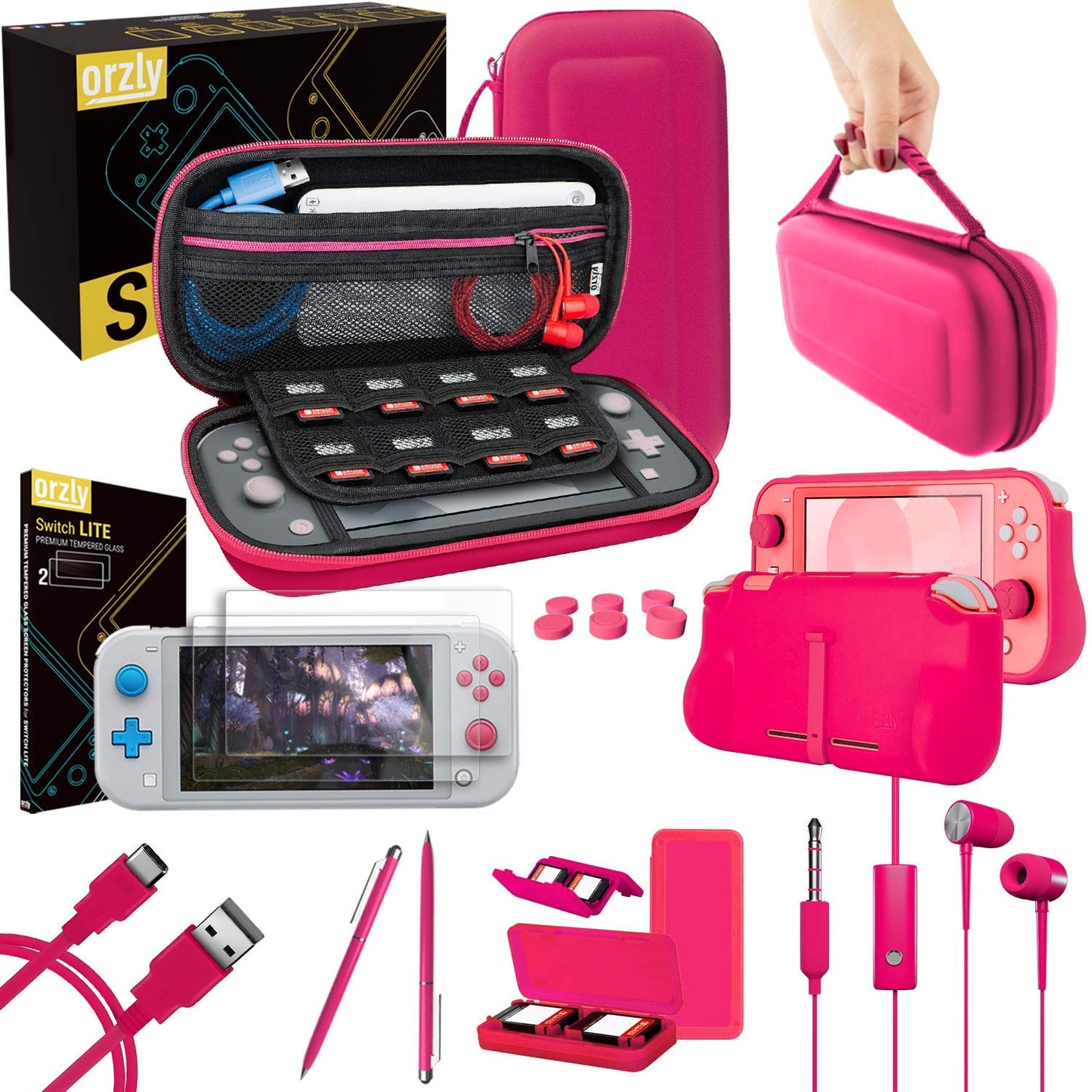 Orzly Switch Lite Accessories Bundle - Essential Gaming Gear