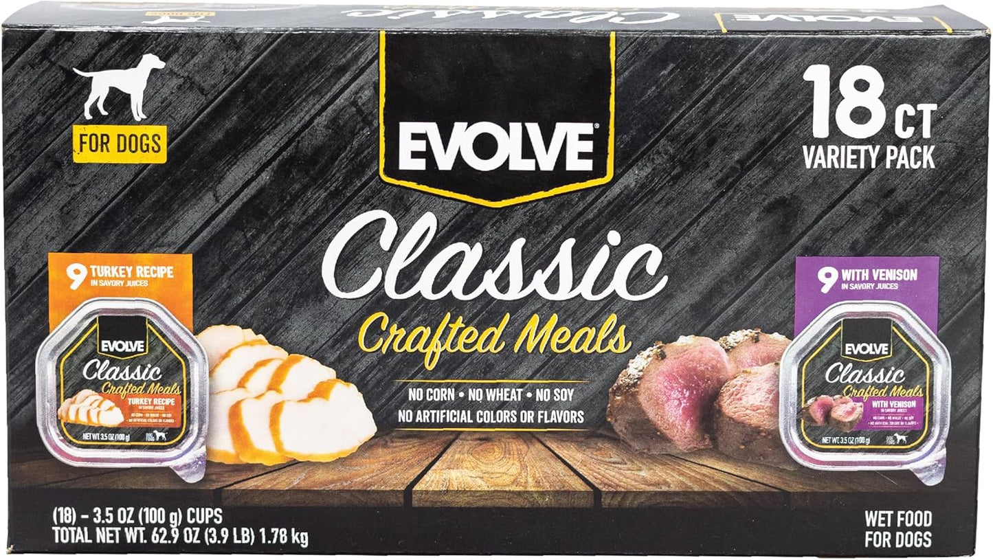 Evolve Classic Crafted Meals Turkey & Venison Wet Dog Food Pack