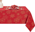Red Gold Hunter Navy Rectangle Metallic Snowflake Tablecloth 60x120in