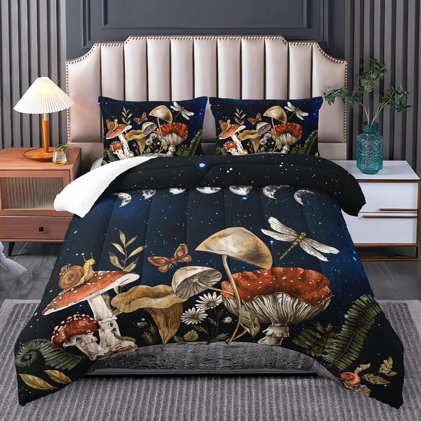 Mushroom Bedding King Size Comforter Set for Cozy Bedrooms