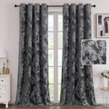 Velvet Embossed Floral Curtains 96 in Panels - Room Darkening Drapes
