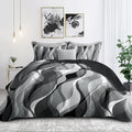 Classic Line Pattern Twin Quilt Set - Modern Grey and White Stripe