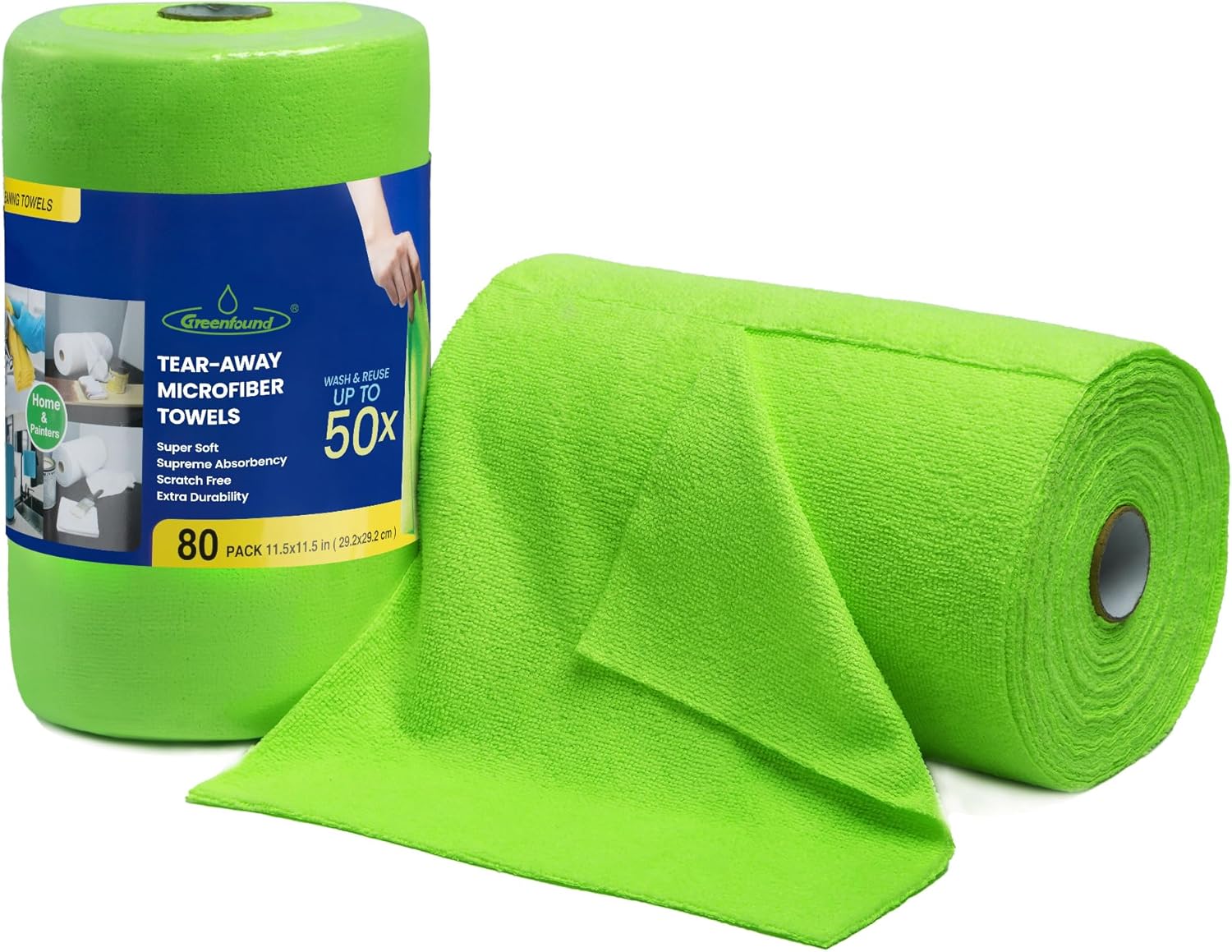 80 Pack Reusable Microfiber Cleaning Cloth Roll