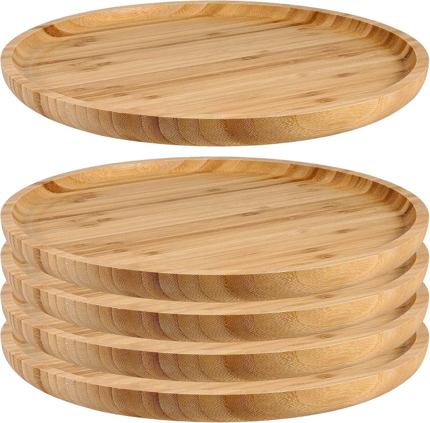12 Inch Bamboo Round Platter Set for Serving and Organizing