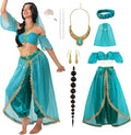Women Arabian Princess Fairy Costume Set Adult Turquoise Gold
