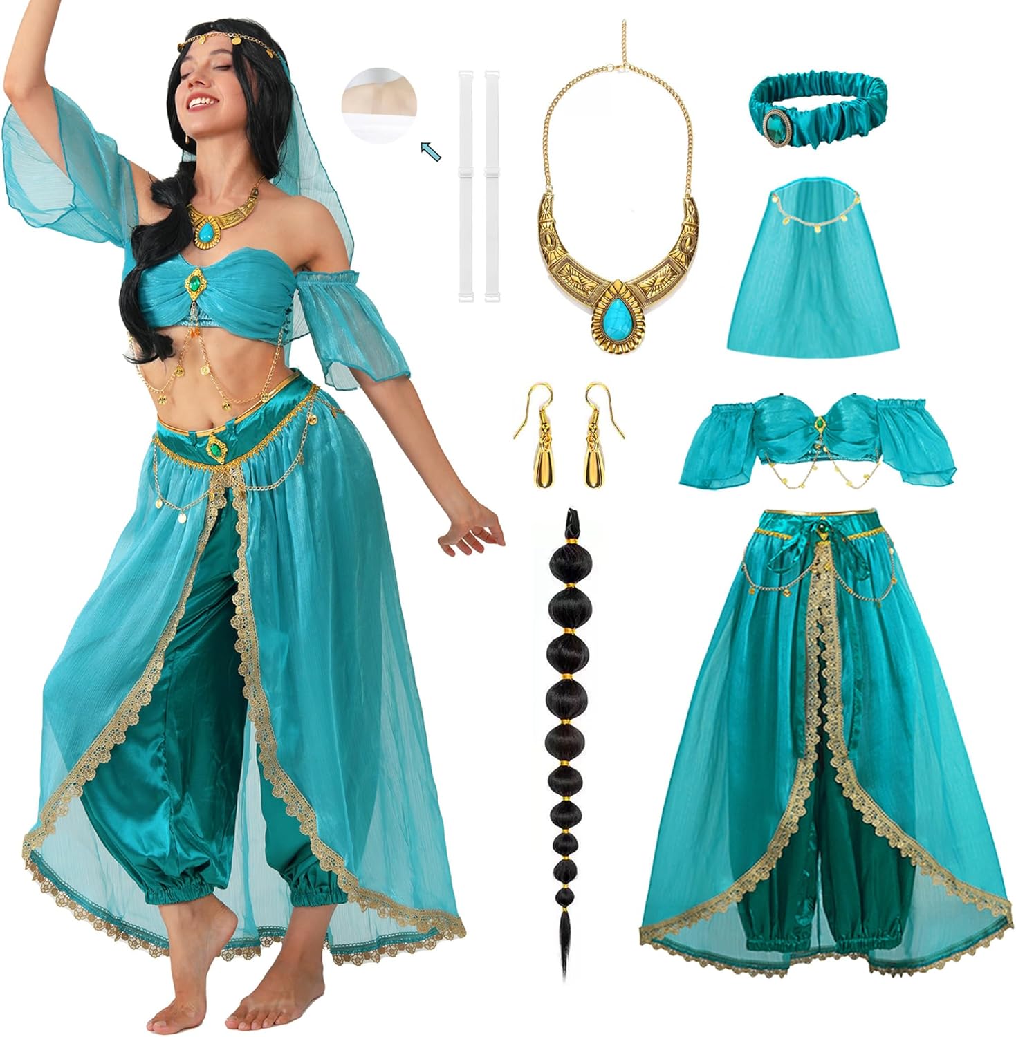 Women Arabian Princess Fairy Costume Set for Halloween Fun