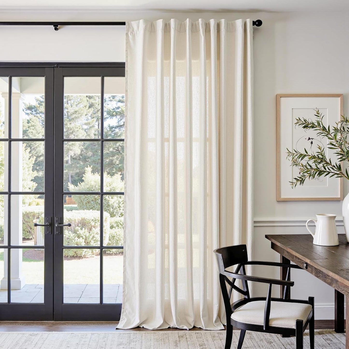 Linen Blend Curtain 108 Inches Extra Long for Bedroom Living Room