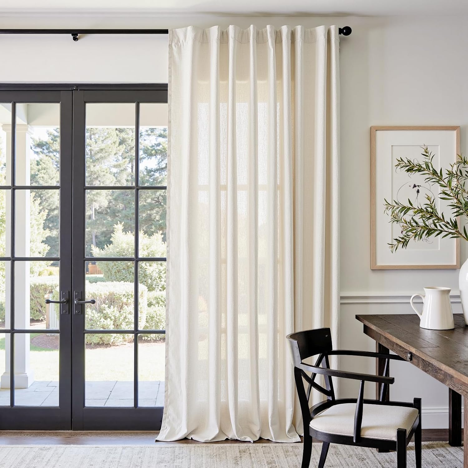 Linen Blend Curtain 108 Inches Extra Long for Bedroom Living Room