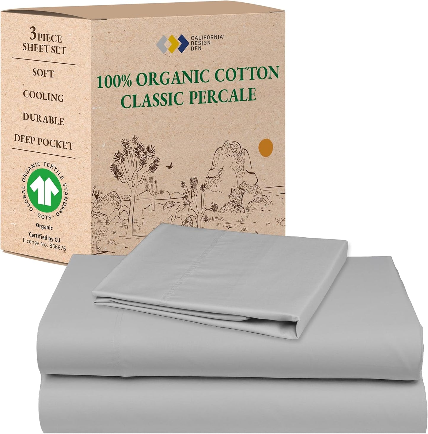 California Design Den Twin Sheet Set - Soft Organic Cotton Bedding