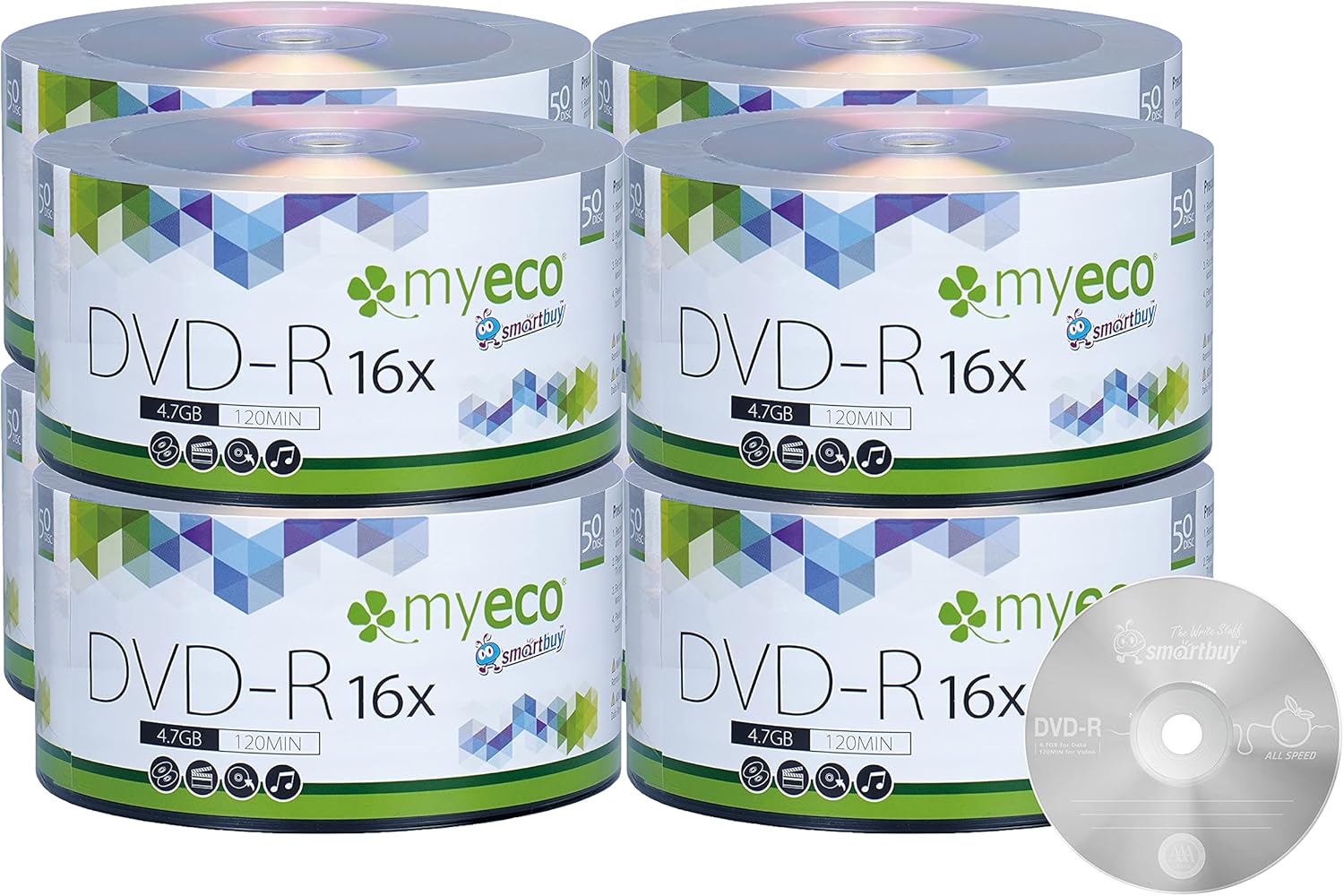 400 Pack MyEco DVD-R 16X 4.7GB Write Once Blank Media Discs