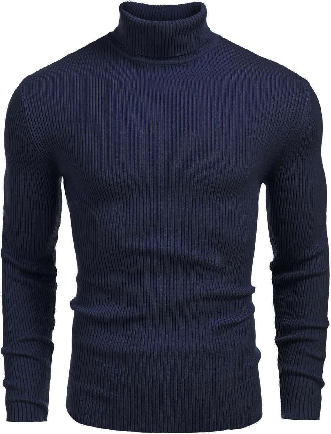 COOFANDY Mens Ribbed Slim Fit Knitted Pullover Turtleneck Sweater