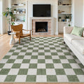 LIVEBOX 8x10 Area Rug Checkered Sage Green - Machine Washable