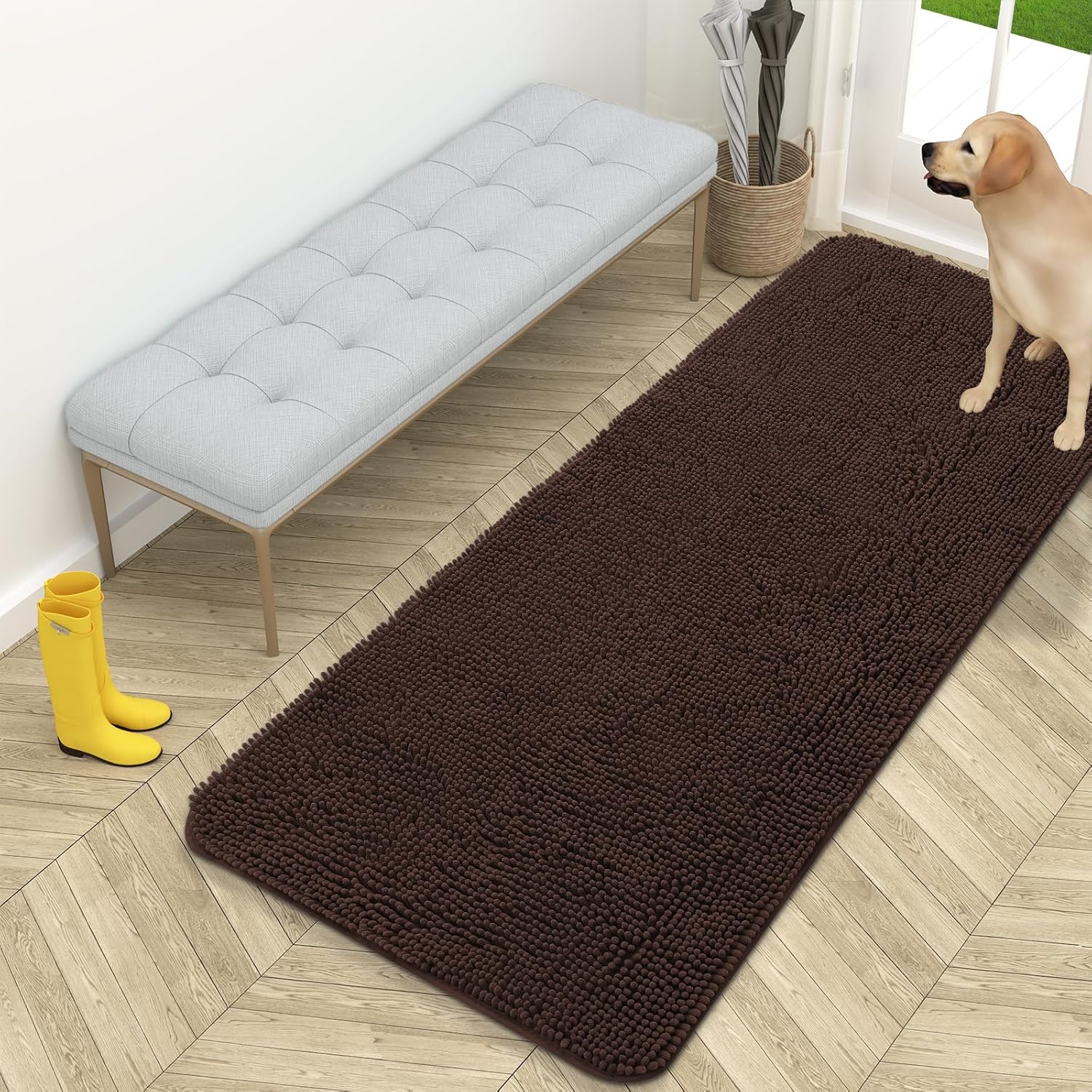 OLANLY Dog Door Mat for Muddy Paws 59x24, Absorbs Dirt & Moisture
