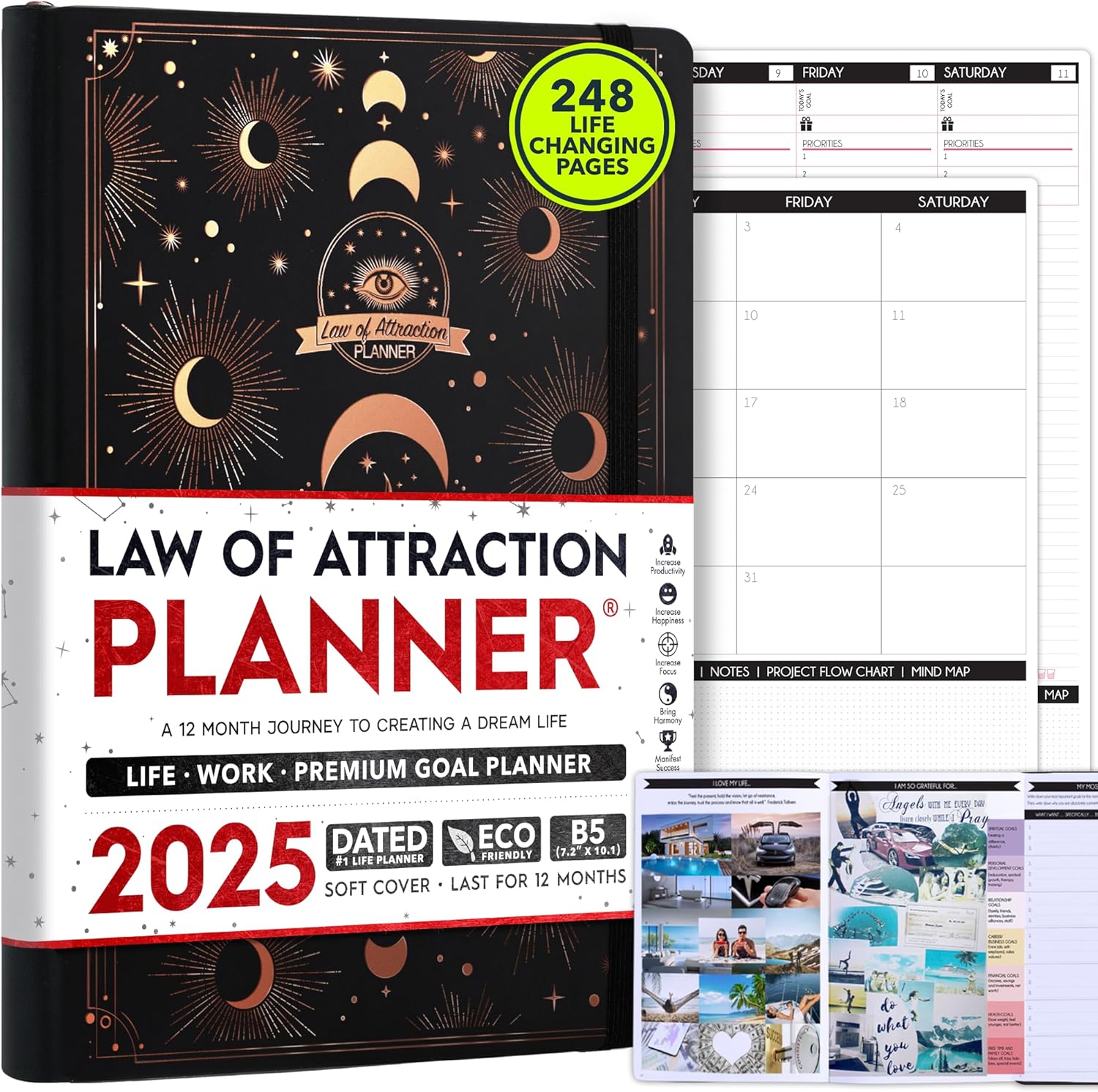2025 Law of Attraction Planner - Boost Productivity & Manifest Goals