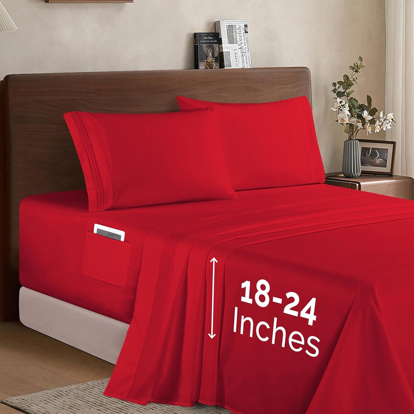 Elegant Comfort Luxury Microfiber 4-Piece Sheet Set for Queen