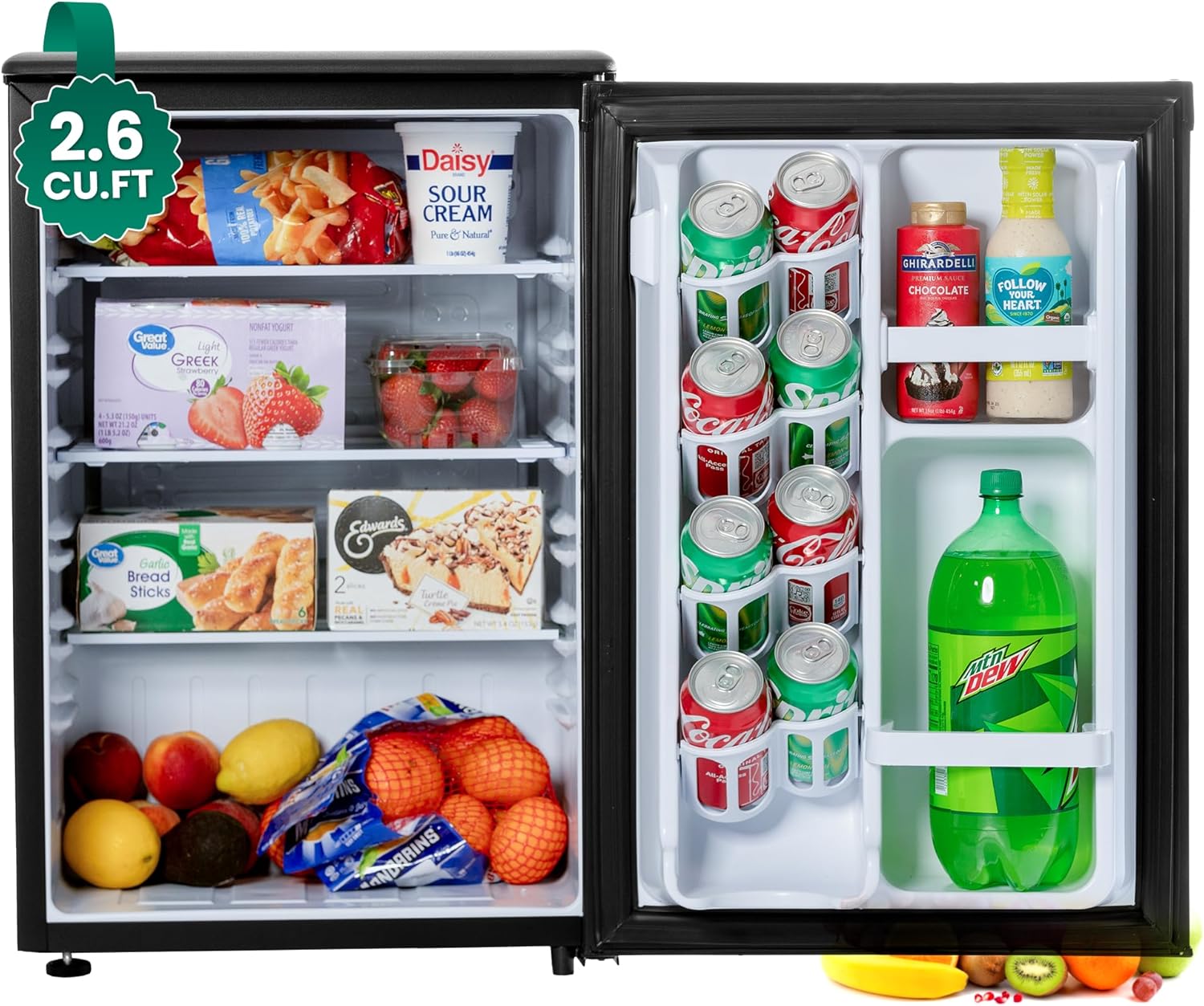 Compact 2.6 Cu Ft Mini Fridge with Auto Defrost for Small Spaces