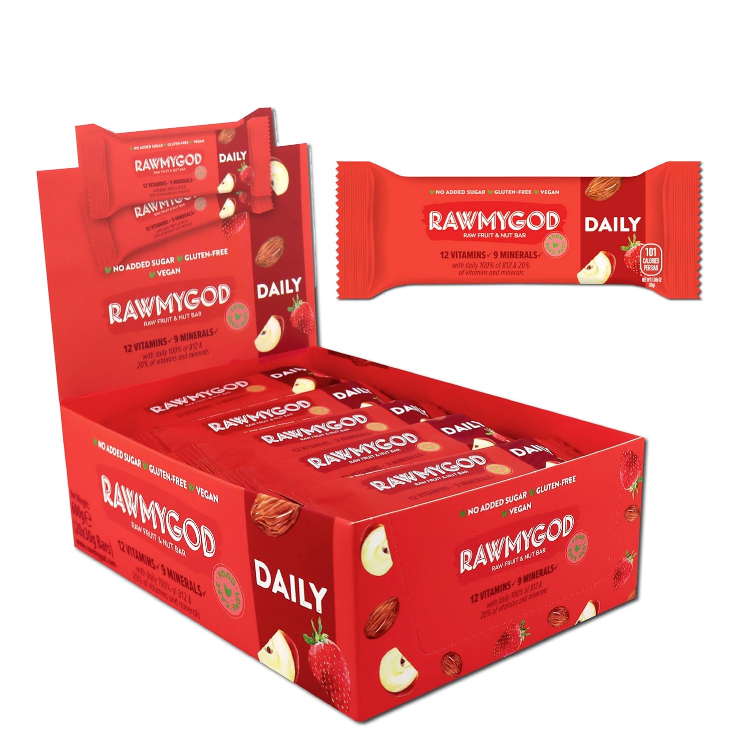 RAWMYGOD Fruit and Nut Bars - Gluten Free Vegan Snack Option