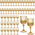 Vintage Amber 48-Pack 7oz Plastic Wine Glasses - Reusable Party