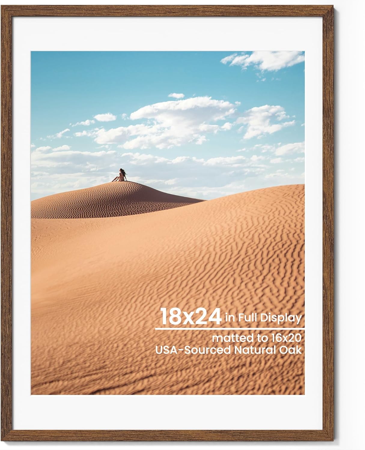 18x24 Picture Frame in Natural Oak Wood for Wall Art Display