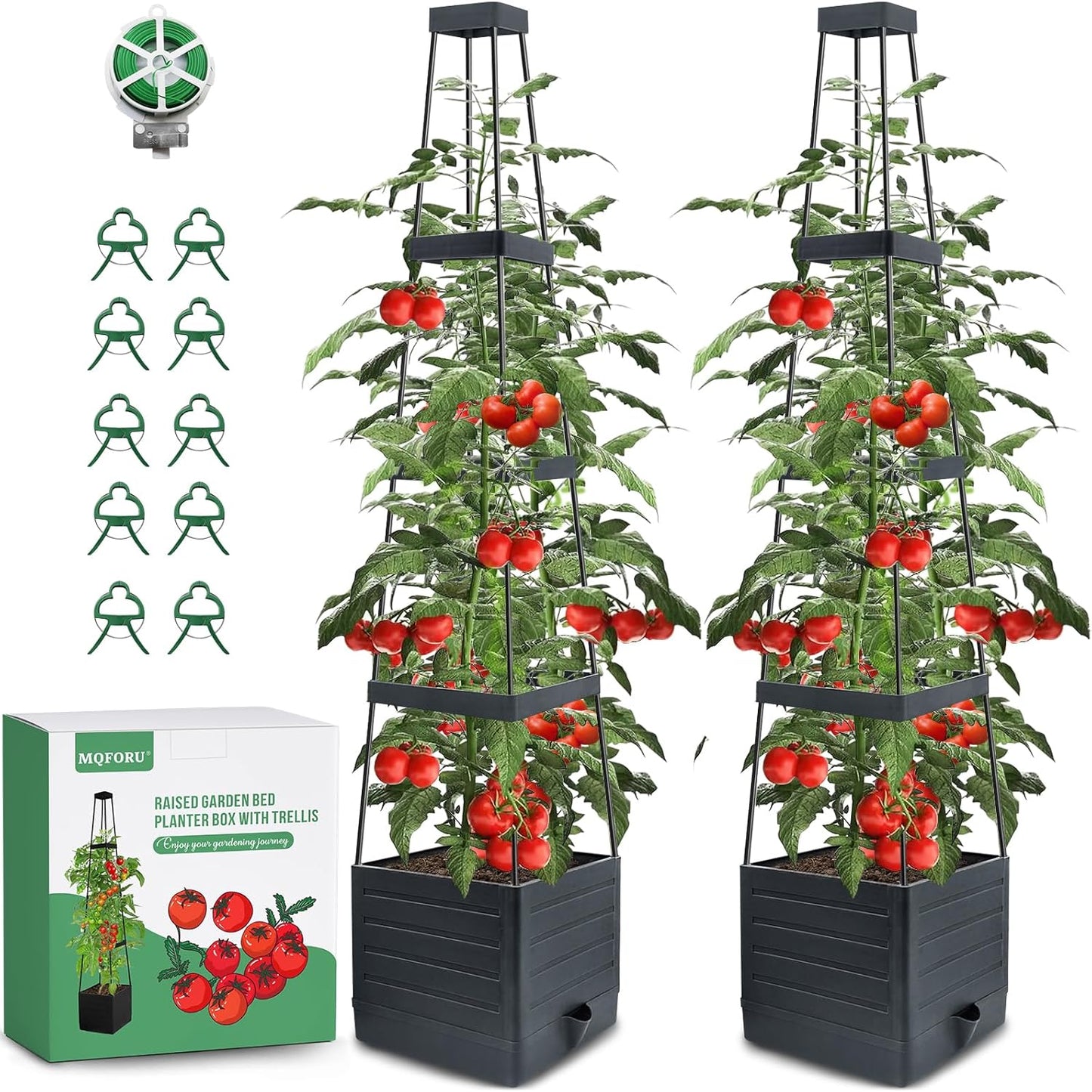 MQFORU Raised Garden Bed Tomato Planter with Trellis for Climbing