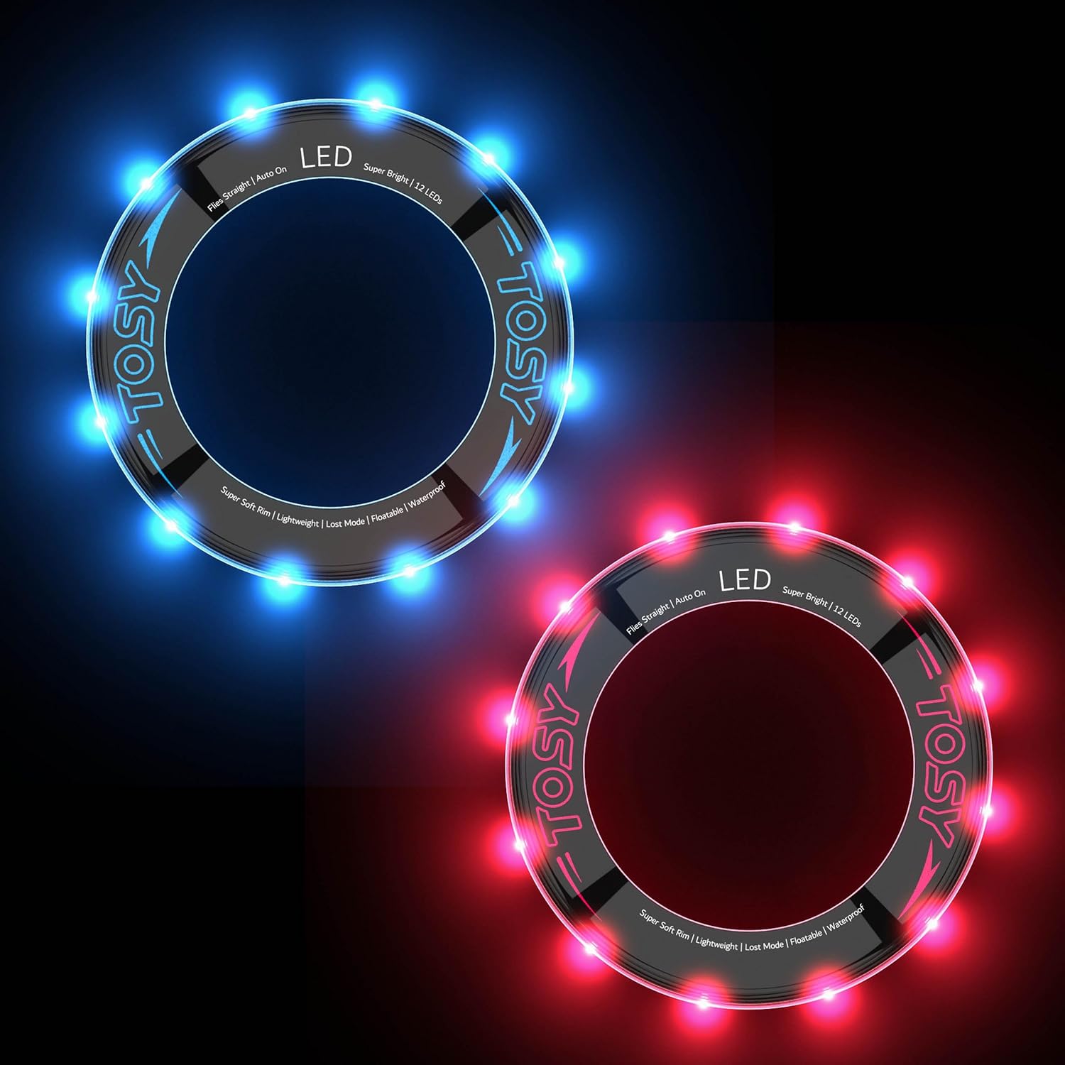 TOSY Flying Ring Bundle - Red & Blue, Super Bright LEDs