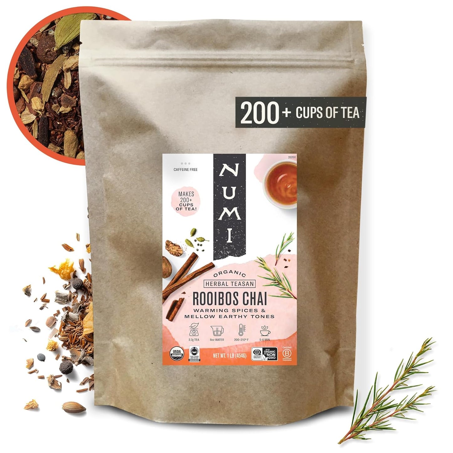 Numi Organic Rooibos Chai Tea - Caffeine Free Herbal Delight