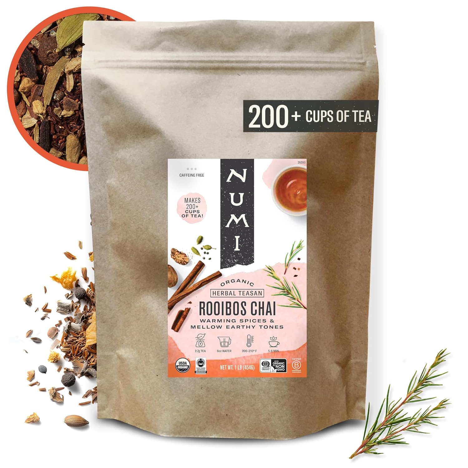 Numi Organic Rooibos Chai Tea - Caffeine Free Herbal Delight