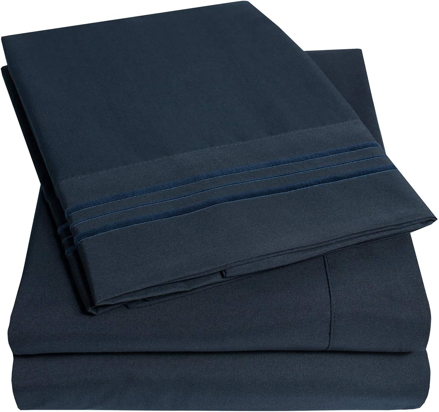 1500 Supreme Collection Extra Soft Split King Sheets Set in Navy