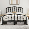Full Metal Platform Bed Frame with Victorian Headboard - Stable, No
