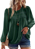 Womens Fall Tops Crewneck Long Sleeve Chiffon Blouses (Style Y98B)