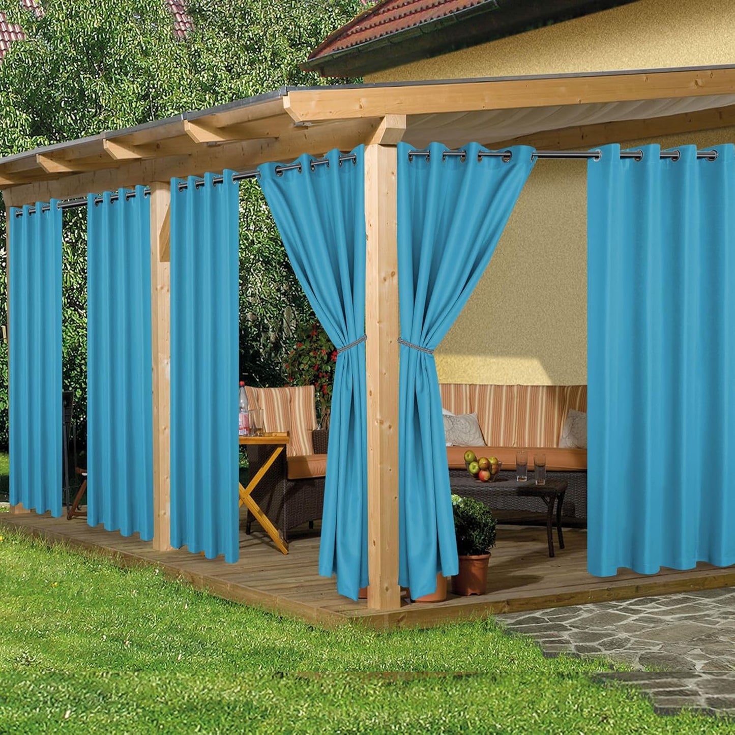 Outdoor Curtains for Patio Waterproof - 6 Panels 54x84 Inches