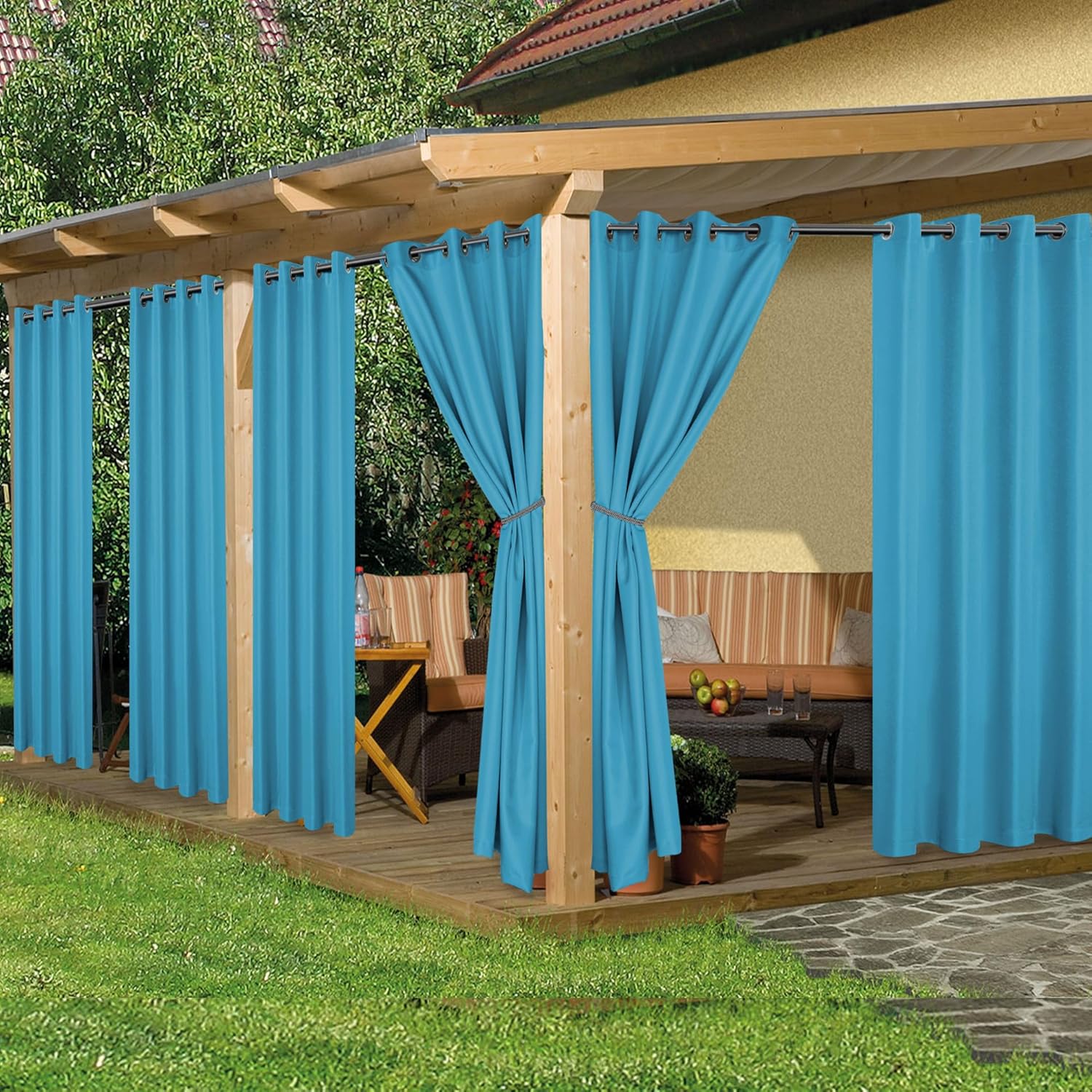 Outdoor Curtains for Patio Waterproof - 6 Panels 54x84 Inches