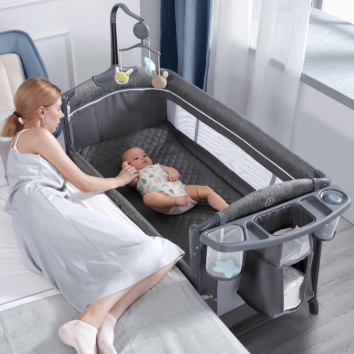 BabyBond Baby Bassinet Bedside Crib: 5-in-1 Portable Nursery