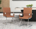 Waiting Room Chairs Leather Office Guest Chair Mid Back - Set of 2