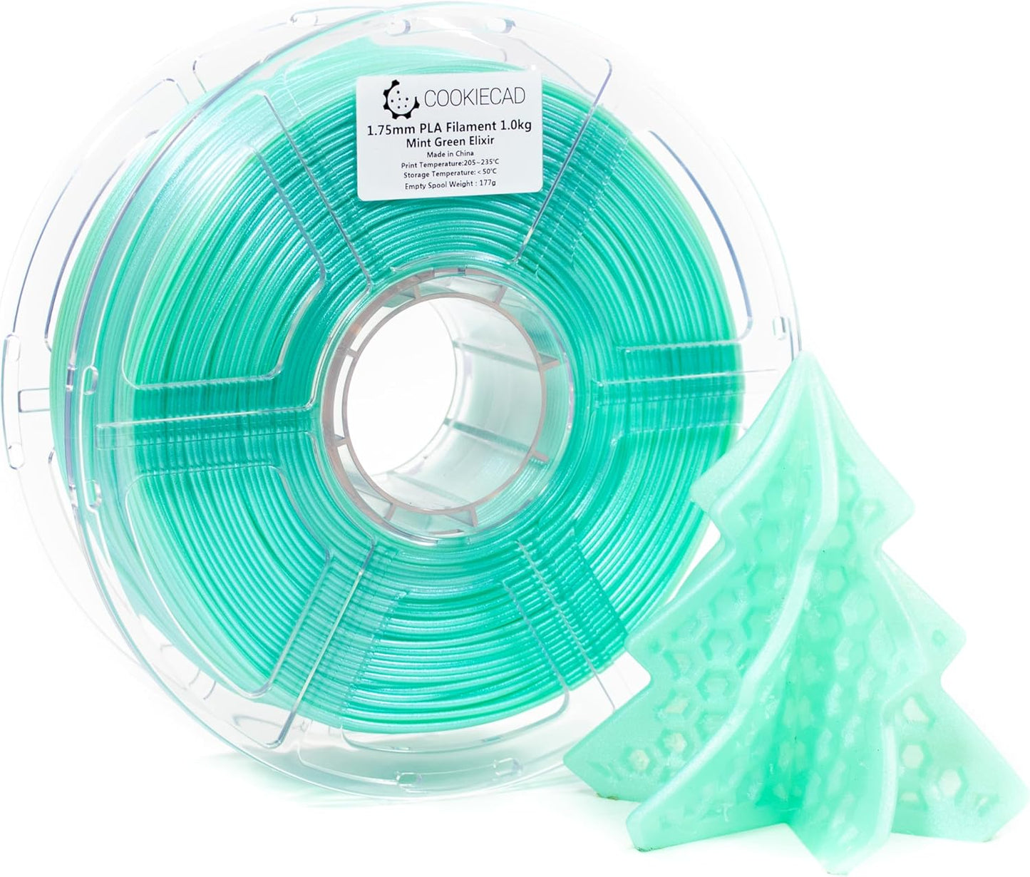 Iridescent Glitter 3D Printer Filament in Mint Green Elixir