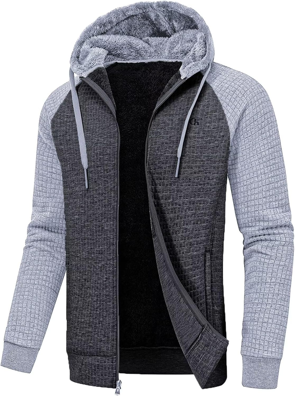 Men's Zip Up Hoodie Heavyweight Fleece Sherpa Lined Jacket