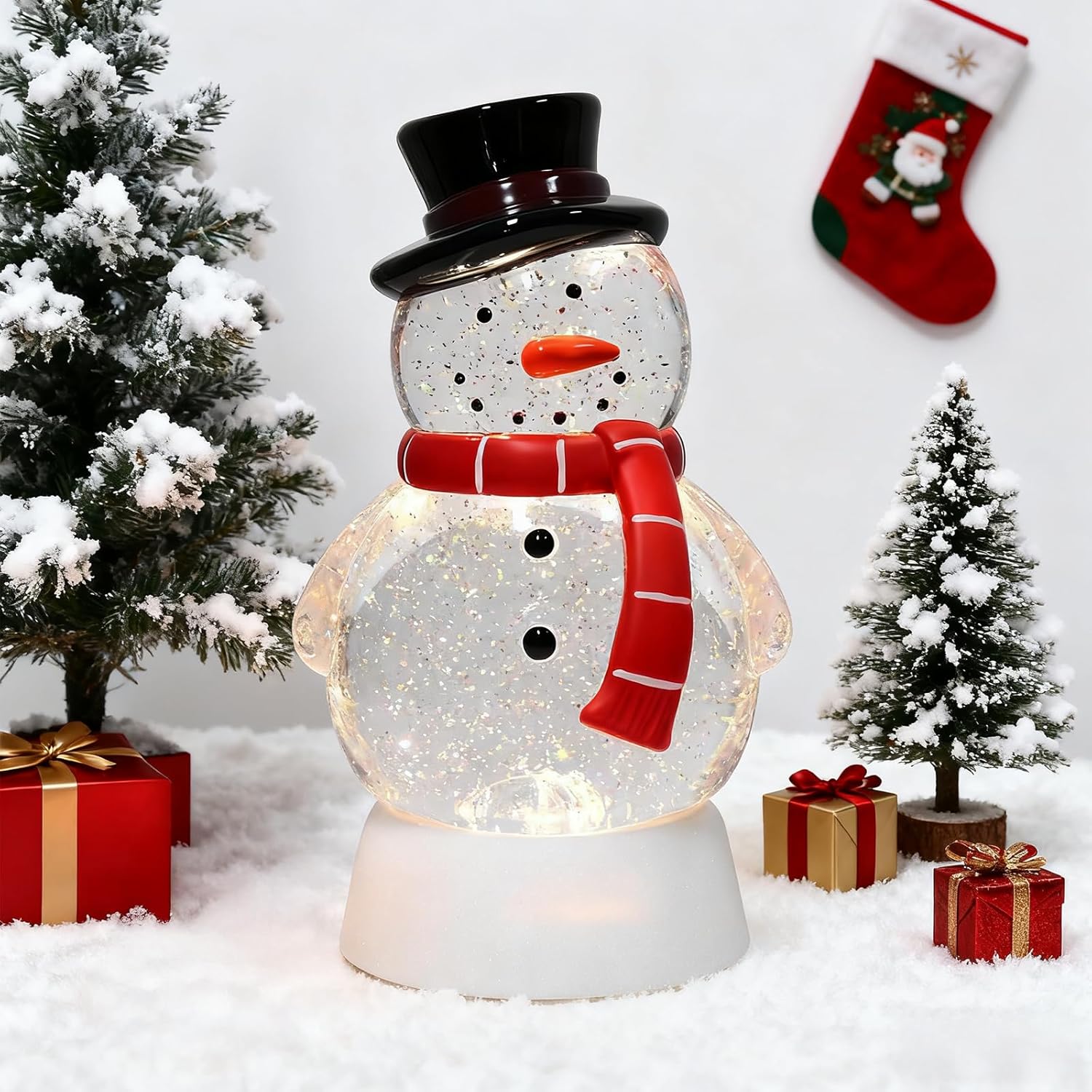 Enchanting Christmas Snow Globe Snowman Lighted Musical Decor