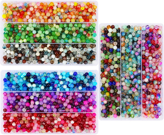 XSEINO 3800PCS 8mm Glass Beads Set for DIY Crafts and Jewelry