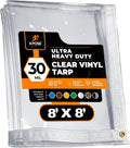 8 ft x 8 ft Clear Vinyl Tarp - Heavy Duty 30 MIL Transparent PVC