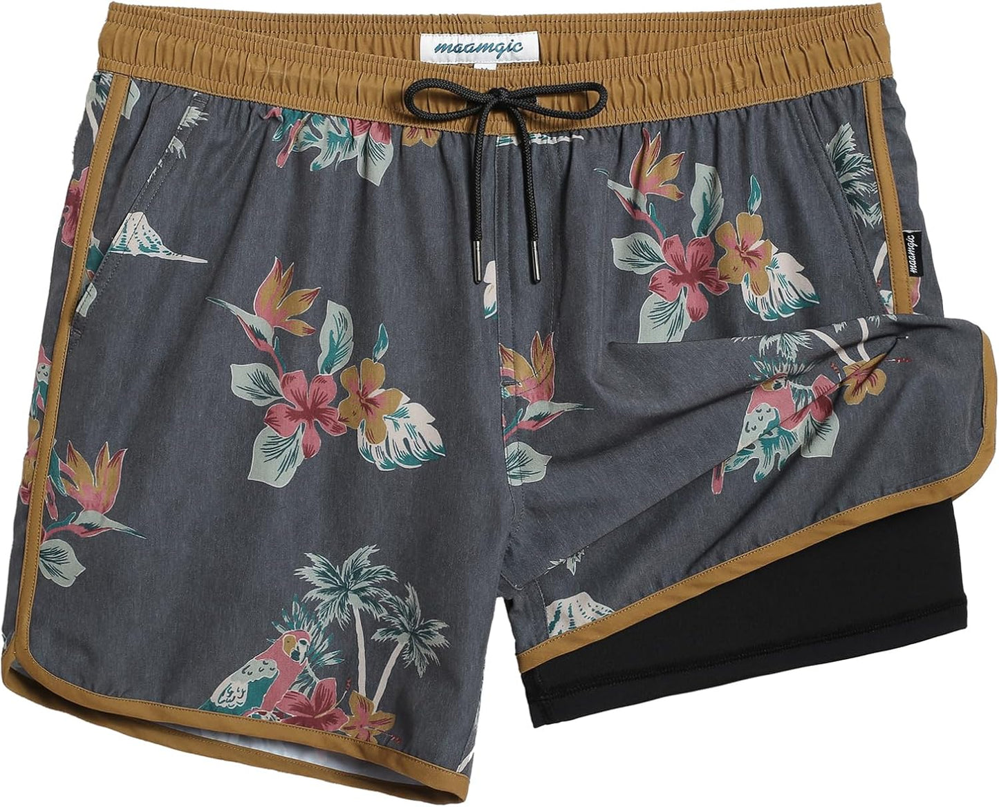 Vintage 80s 90s Style Swim Trunks for Men - Quick Dry Comfort