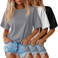 Women's Half Sleeve T-Shirts Crew Neck 3-Pack - Soft Everyday Tees