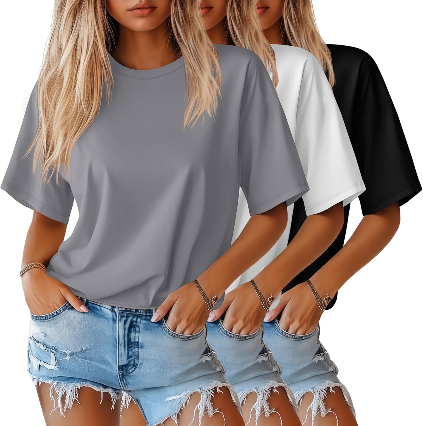 Huukeay Women's Half Sleeve T-Shirts for Casual Summer Wear