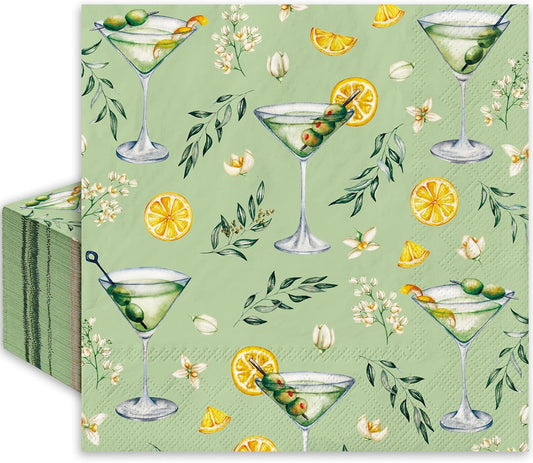 50Pcs Martini Cocktail Napkin: A Tini Bit Older Design