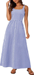 PRETTYGARDEN Women's Plaid Spaghetti Strap Maxi Dress - Flowy