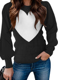 Zeagoo Womens Ribbed Knit Puff Sleeve Sweater - Soft, Dressy Fit