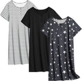 Ekouaer 3 Pack Nightgowns for Women - Soft Short Sleeve Sleep Shirts