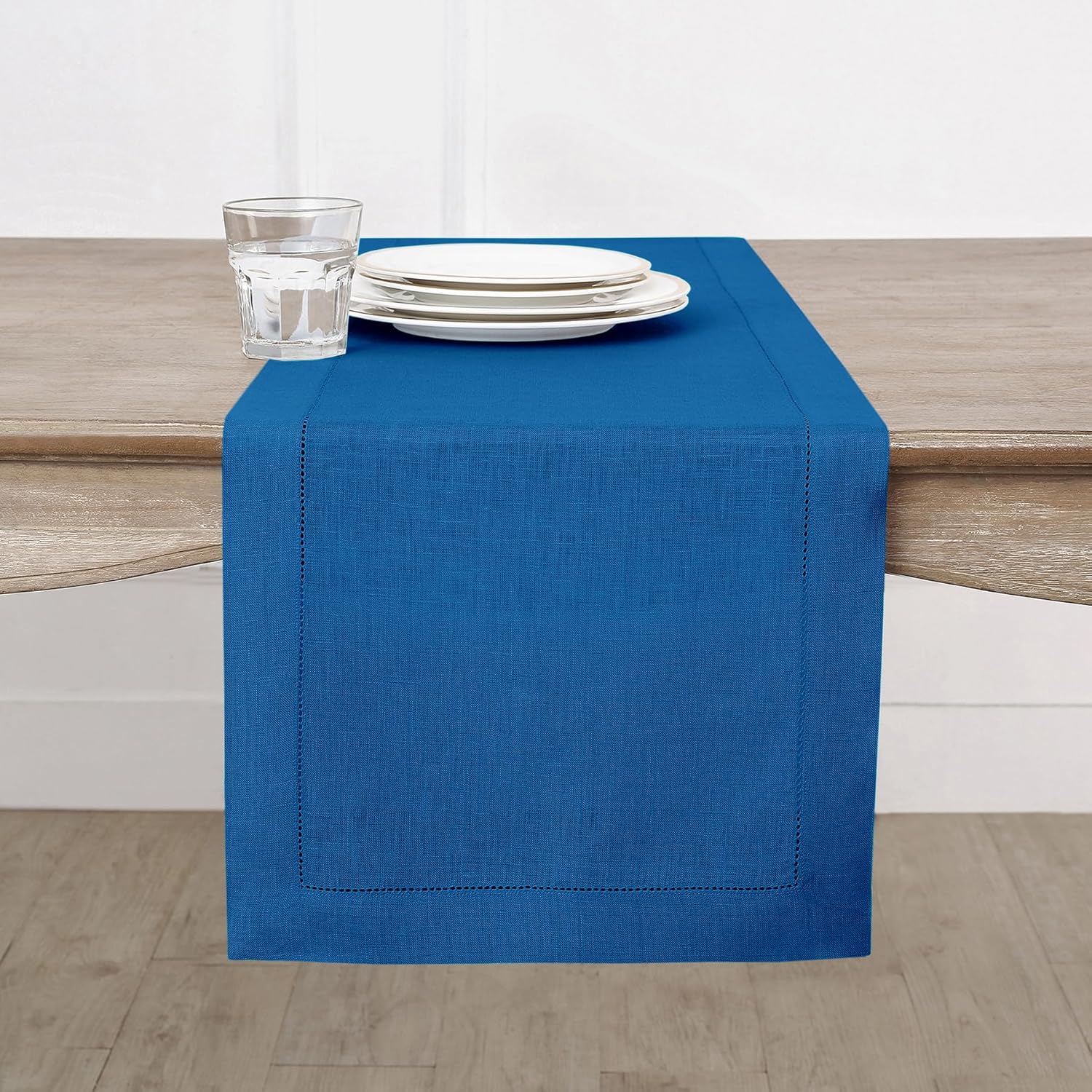 Indigo Blue Linen Table Runner 14 x 108 Inch for Fall Decor